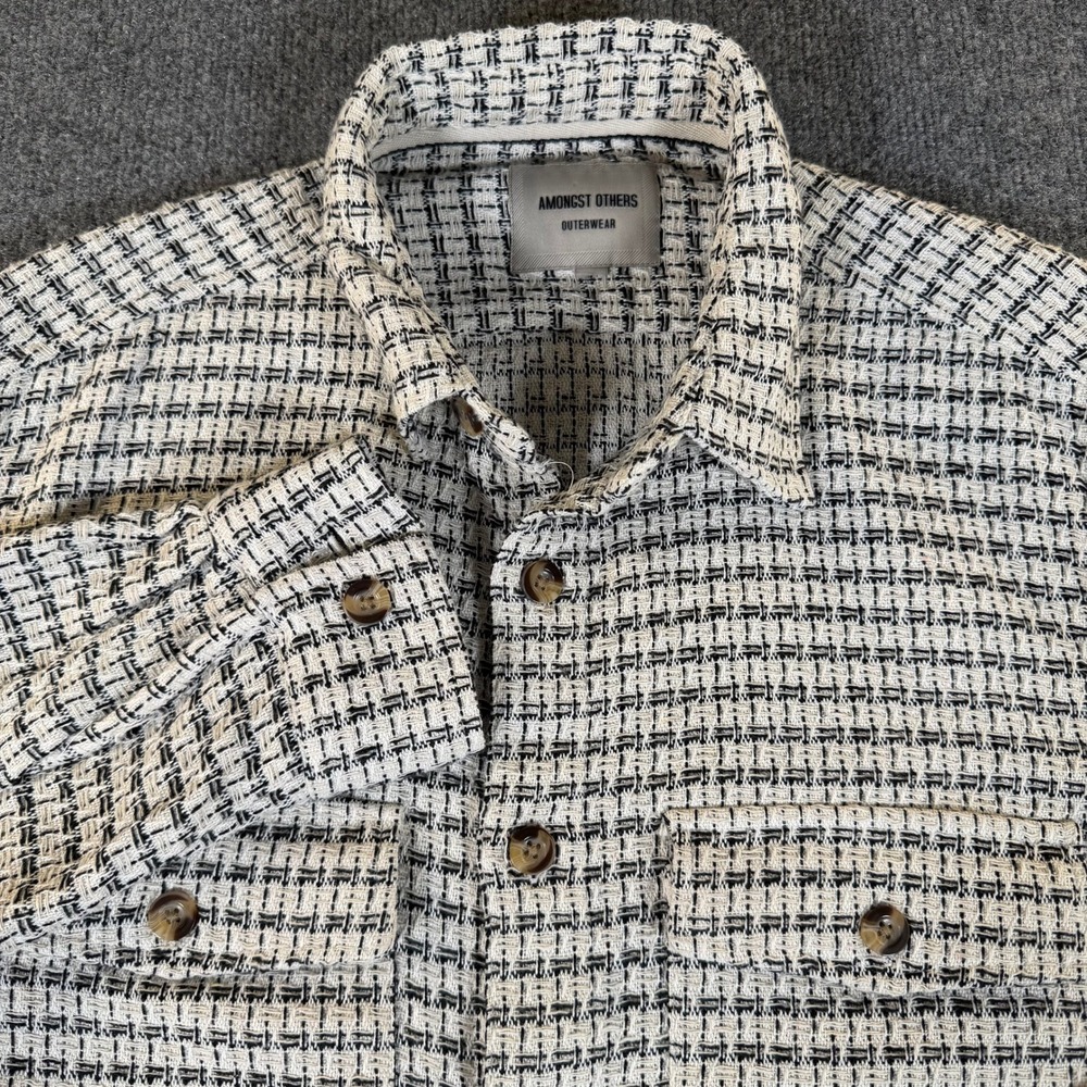 Amongst Others Outerwear Mens Black White Woven Cotton Shirt Jacket Medium #3920